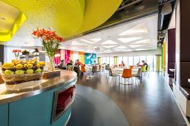 Google S New Office In Dublin Google Office Corporate Office Design Curved Kitchen Island