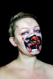 Template for halloween greeting card poster, brochure or flyer. Creepy Halloween Makeup Scary Novocom Top