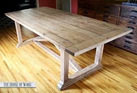 The large table features a substantial plank top measuring 2.5 inches thick. Rustic Yet Refined Wood Finish Ana White