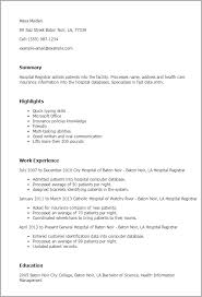 Hospital Registrar Resume Template Best Design Tips Myperfectresume