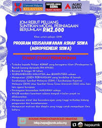 Universiti sains malaysia (usm) 3. Yayasan Sukarelawan Siswa On Twitter Universiti Malaysia Kelantan Dengan Kerjasama Yss Agro Bank Mempelawa Pelajar Umk Untuk Menyertai Program Keusahawanan Asnaf Siswa Agropreneur Siswa Tarikh Tutup Permohonan Adalah Sebelum Atau Pada