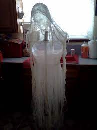But a packing tape ghost? A Ghost Made With Packing Tape And What Looks Like Cheese Cloth Cool And Creepy Too Love It Halloween Props Halloween Props Diy Scary Halloween