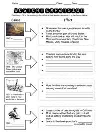 Western Expansion Cause Effect Chart Social Studies Worksheets Social Studies Middle School Social Studies Teacher