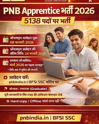 PNB Recruitment 5138 Posts 🚨 बैंक जॉब का बड़ा मौका! PNB में निकली 5138 Apprentice भर्ती 2026 🏦 अगर  आप Graduate हैं और सरकारी बैंक में करियर शुरू करना चाहते हैं, तो ये मौका मत  छोड़िए