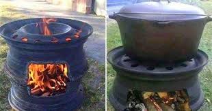 On Peut Fabriquer Une Barbecue Avec 2 Roues De Voiture Fire Pit Outdoor Fire Pit Outdoor