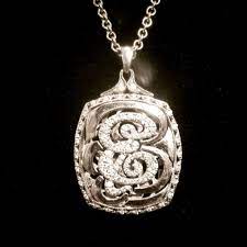 Tacori 18k White Gold Initial E Monogram Diamond Necklace Pendant Monogram Diamond Necklace Pendant Necklace Pendant