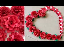 Heart Shape Wall Hanging For Valentine Paper Rose Flower Wall Hanging Valentine Wall Decor Ideas Youtube In 2020 Paper Roses Hanging Flower Wall Flower Wall