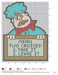 A colorful cross stitched composition, full of freshness and cheerfulness, and loads of yummy food. Menu Choices Sign Plastic Canvas Patterns Plastic Canvas Crafts Canvas Patterns