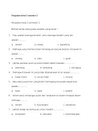 Kisi kisi soal penjaskes kelas 2 sd semester 2. Soal Penjaskes Kelas 2 Sd