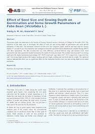 Pdf Effect Of Seed Size And Sowing Depth On Germination And Some Growth Parameters Of Faba Bean Viciafaba L