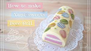 How To Make Macaroon Design Roll Cake Yunisweets Deco Roll Youtube Roll Cake Cake Roll Jelly Roll Cake