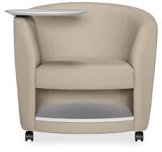 Polyurethane casters are friendly to wood flooring. Global Sirena Mobile Lounge Chair With Tablet Arm