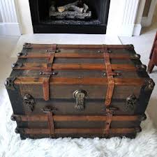 Vintage industrial chest storage trunk coffee table mid century, source: Metal Trunk Coffee Table Ideas On Foter
