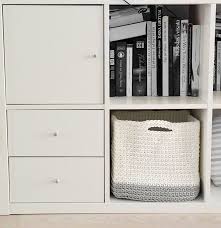 White Kallax Box Crochet Basket Square Shelf Organizer Etsy In 2020 Cubby Storage Bins Cubby Storage Organization Kids