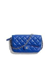 It features a leather quilted body. Classic Flap Phone Holder With Chain Lambskin Chanel