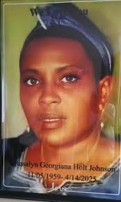 Obituary annoncement... This is to announce the death of Our mother  Mrs.Rosalyn Georgianna Holt Johnson. This sad event occurred at the St.  Joseph Catholic Hospital in Congo Town after a brief illness