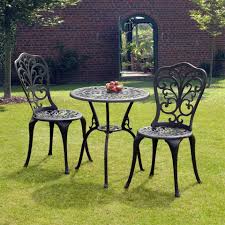 Bistro Table And Chair Set Sussex Black Cast Aluminium Bistro Set Metal Garden Furniture Bistro Set Bistro Table Outdoor