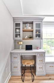 The desk chair also functions as an extra seat for the living room. Built In Kitchen Desk Ideas Photos Houzz