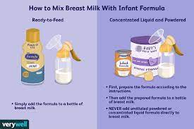 4:1 ratio of formula to breast milk. Mixing Formula With Breast Milk In The Same Bottle