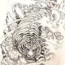 Black And White Japanese Tiger Tattoo Designs Tiger Sketch Tiger Sketch Illustration Drawing Irezumi Tattoo Asiantattoo Asianink Chronicin Japanese Tiger Tattoo Tiger Tattoo Sleeve Japanese Tattoo