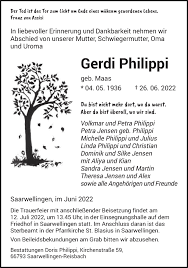 Traueranzeigen von Gerdi Philippi