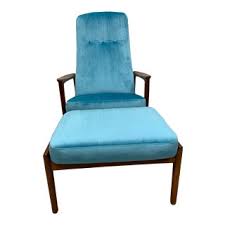 Vintage New Danish Modern Chair And Ottoman Sets Chairish