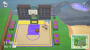 A Simple Sorta Lakers 1 2 Court Have Qrs If Anyone Wants Em Ac Newhorizons Lakers Court Animal Crossing