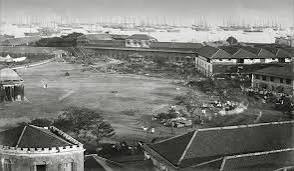 1855 India, Bombay. The Old Back Bay viewed from Malabar Hill.