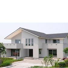 Two floors villa exterior design with biophilic elements, entrance pathway and landscape. Qatar Fashion Style Prefab Homes Light Steel Villa Low Cost Villa Lida Group