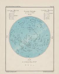 Vintage November Astronomy Star Constellation Chart Blue