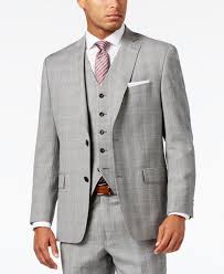 Michael Kors Men S Classic Fit Light Gray Glen Plaid Vested Suit Suits Suit Separates Men Macy S Light Grey Suit Men Plaid Suit Men Light Grey Suits