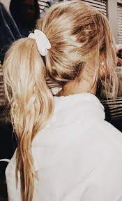 Undone And Messy Ponytail Updos For Long Hair How To Wear A Scrunchie Hair Ideas For Long Hair Hair Styles Long Hair Styles Scrunchie Hairstyles