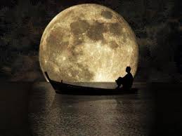 A Solotary Man In A Boat On Smooth Water He Is Here To Listen To The Full Moon Good Night Moon Beautiful Moon Moon