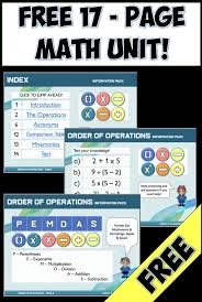 Free Math Unit Bodmas Pemdas Free Math Order Of Operations Pemdas