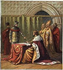 Abdication du roi Richard II d'Angleterre (1367-1400) en 1399 en faveur de  son cousin Henri (Henri IV d'Angleterre)