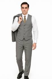 36 Mens 6 Button Double Breasted Vest Grey Suit