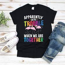 Apparently Trouble When We Are Together Who Knew Tee Family Matching Shirts Best Friend Tshirts Funny Flamingo Party T Shir Matching Shirts Cute Shirts T Shirt