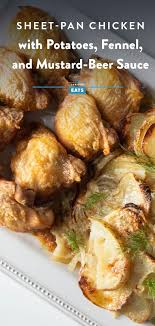 Sheet Pan Chicken Thighs With Potatoes Fennel And Mustard Beer Sauce Recipe Recipe In 2020 Lunch Recipes Healthy Vegetarian Recipes Healthy Christmas Recipes Dinner Main Courses