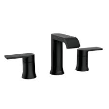 Now the hot and cold water are reversed. Moen Genta 8 In Widespread 2 Handle Bathroom Faucet In Matte Black 84763bl The Home Depot Bathroom Faucets Matte Black Bathroom Faucet Black Faucet Bathroom