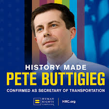 BREAKING: The Senate has confirmed Pete Buttigieg as Transportation  Secretary with a vote of 86-13, making him the first-ever openly LGBTQ  person to be confirmed by the Senate to a Cabinet-level position.