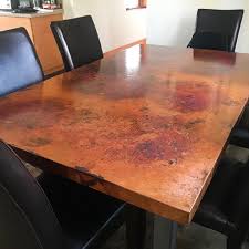 Hammered Copper Rounded Rectangle Tabletop Natural W Spots Dining Table Copper Copper Top Table Copper Dining Room Table