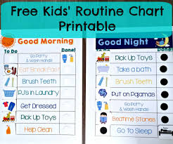 blue routine chart for kids morning evening weekly