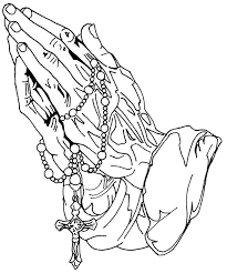 Rosary Cross Drawing Praying Hands Christian Coloring