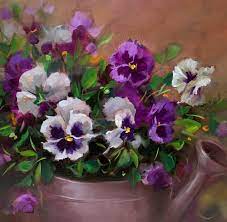 Original Fine Art By C Nancy Medina In The Dailypaintworks Com Fine Art Gallery Pansies Art Flower Painting Oil Painting Flowers