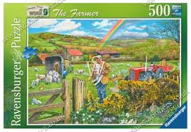 The finished puzzle measures 49 x 36 cm when complete. Happy Days At Work The Farmer 500 Piece Ravensburger Jigsaw Jigsaw Puzzles