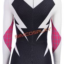 Roman print cloth, stretch cloth full set includes: Gwen Stacy Suit Cosplay Costume Spider Man Into The Spider Verse Edition
