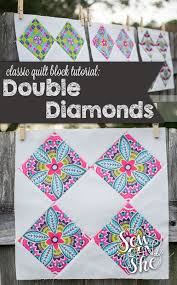 Quilt free pattern floral fussy. Easy Quilt Block Tutorial Double Diamonds Block Perfect For Fussy Cutting Sewcanshe Free Sewing Patterns Tutorials
