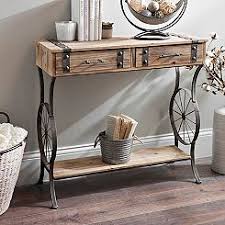 Rustic Bicycle Wheel Console Table Metal Console Table Wood Sofa Table Dinning Tables And Chairs