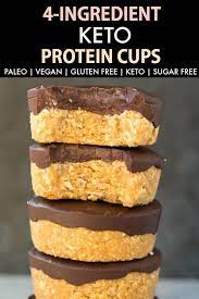 4 Ingredient Keto Protein Cups Paleo Vegan Sugar Free An Easy Homemade No Bake Protein Bar Recipe No Bake Protein Bars Keto Protein Bars Protein Desserts
