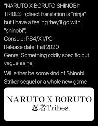 Everything related to the naruto and boruto series goes here. New Naruto Game Confirmed For Fall 2020 Naruto